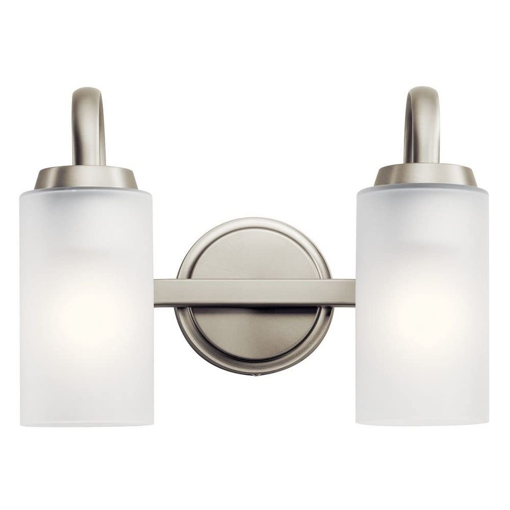 Kichler Kennewick 2-Light Black Vanity Light with Etched Glass - Perfect for Bathroom, Dressing Room & Bedroom Makeup Area Lighting