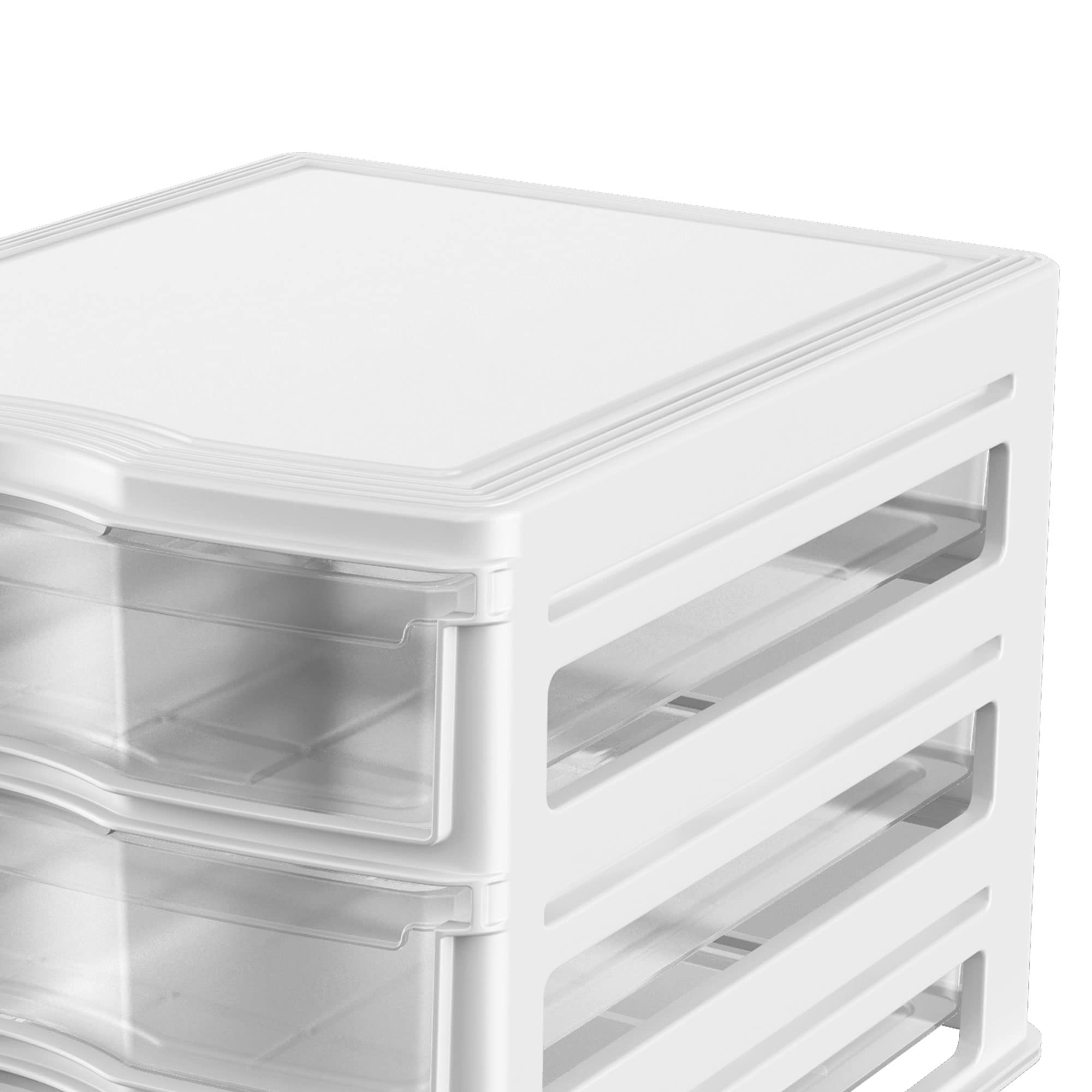 3-Tier Stackable Plastic Drawer Organizer - Bathroom, Makeup & Pantry Storage - White - Perfect for Small Space Organization in Bedroom, Office & Closet