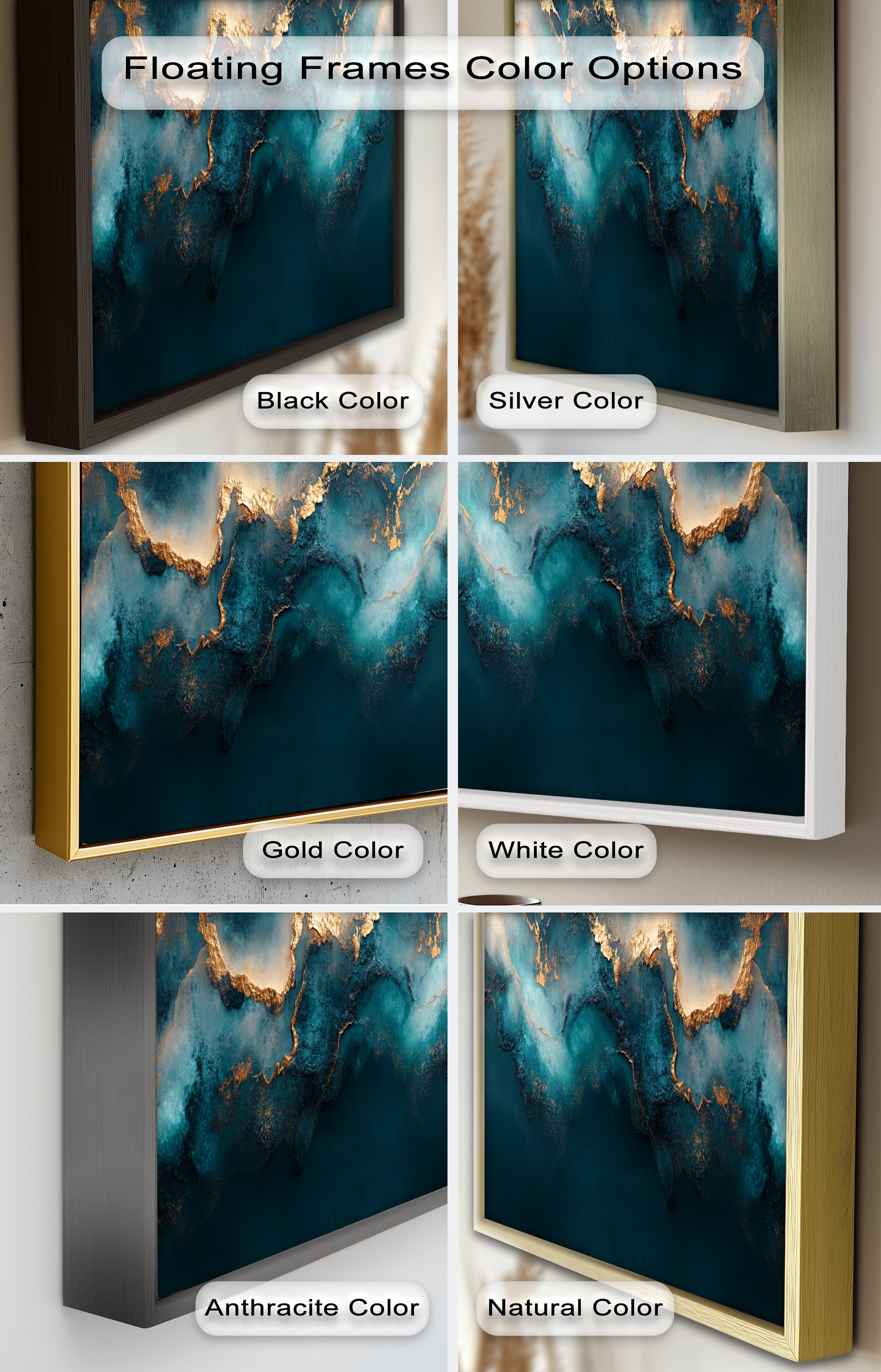 Abstract Blue and Gold Swirls Oil Painting - Modern Luxury Wall Art for Living Room, Bedroom & Office Decor