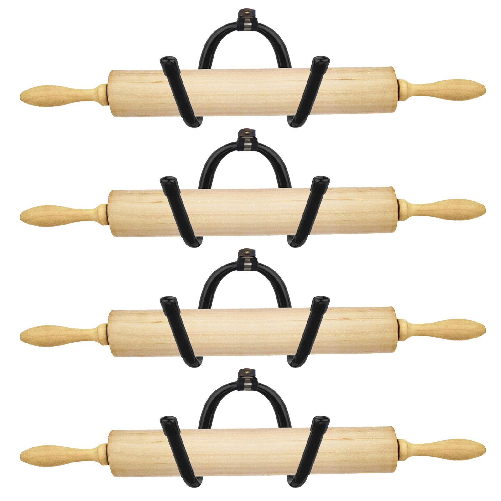 Adjustable Wrought Iron Wall Hook - 4 Pack | Heavy Duty Wall Mounted Pots and Pans Organizer | Kitchen Cookware Storage Rack for Utensils, Rolling Pins & More | Perfect for Small Kitchens, Pantries & RV Spaces