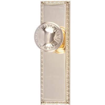8.37 Inch Egg & Dart Dummy Door Knob Set with 2.37 Inch Privacy Backset - Polished Brass Finish - Perfect for Bedroom, Bathroom & Interior Doors