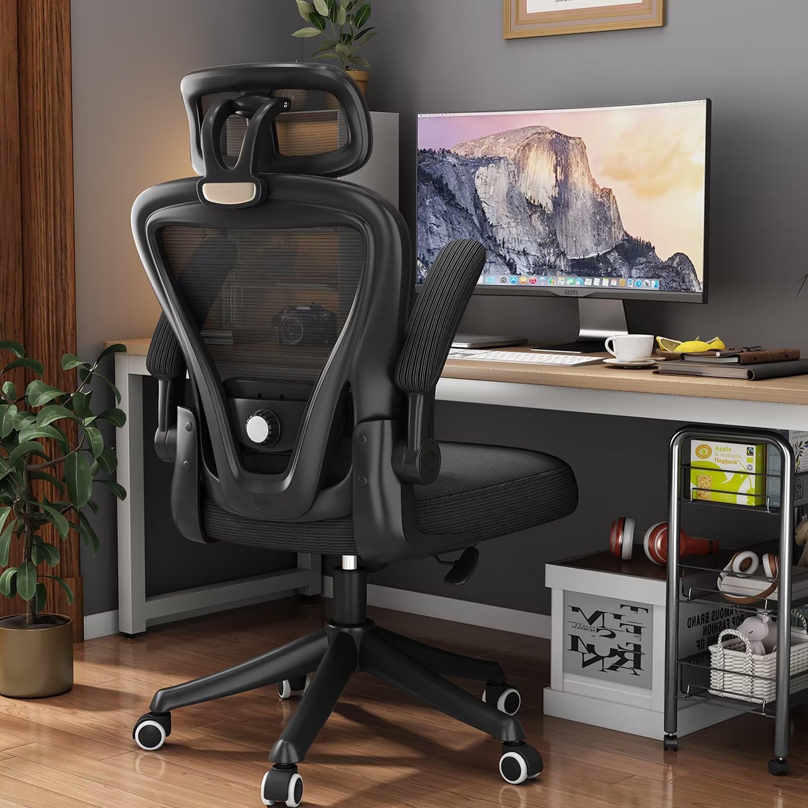 Ergonomic Office Chair M903 - High Back Mesh Computer Chair with Adjustable Lumbar Support, Headrest & Wheels - Comfortable Desk Chair for Home Office, Gaming & Workspace (Black)