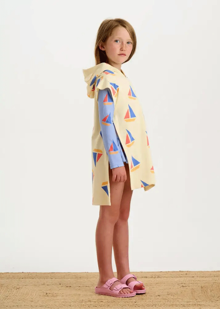 Bonnie Mob Multicolor Sailboat Beach Terry Robe for Baby & Kids - Soft Hooded Bathrobe for Pool, Beach & After Swim | Cute Nautical Themed Toddler Cover-Up