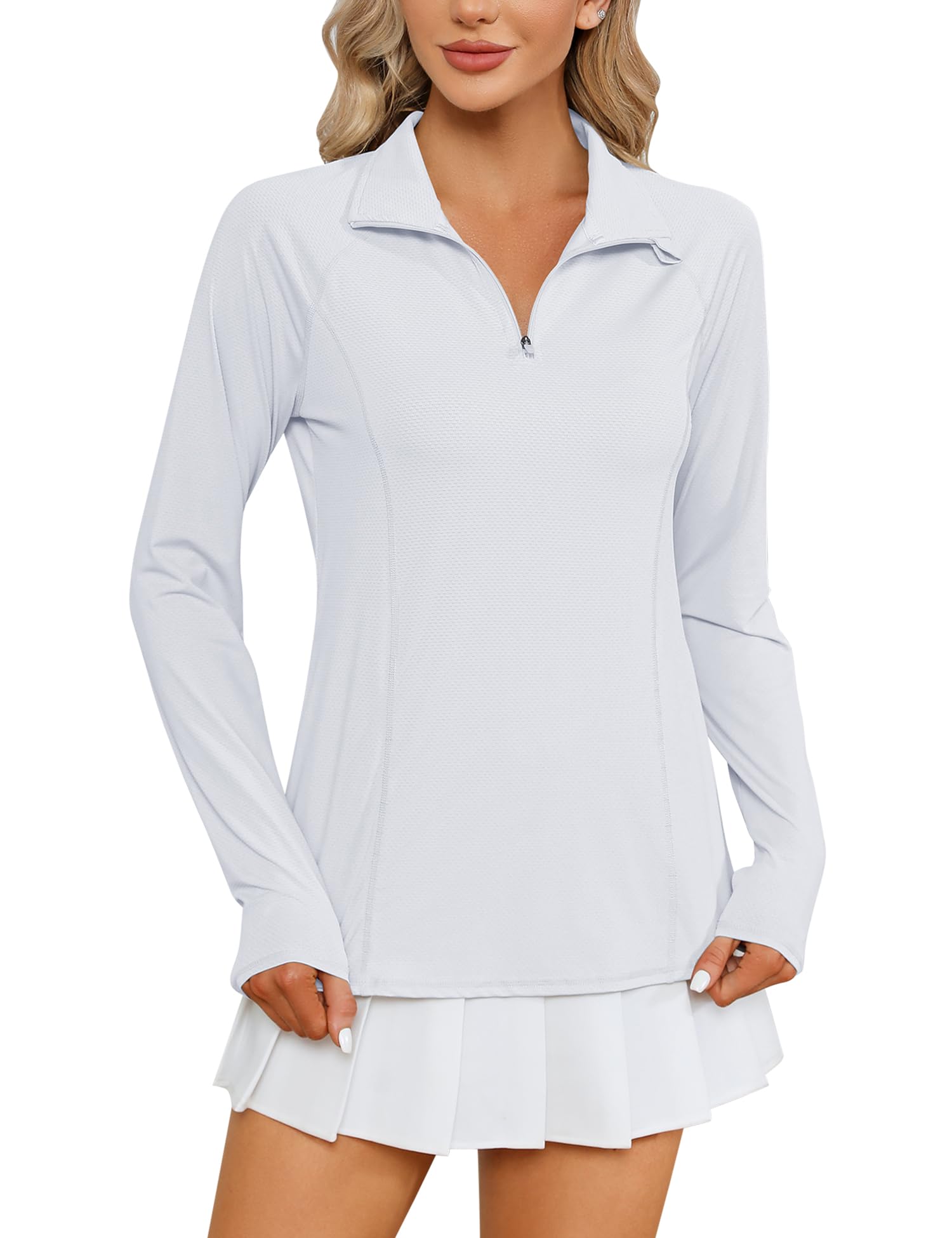 LOMON Women's UPF Sun Protection Long Sleeve 1/4 Zip Hiking Shirt - Quick Dry, Breathable Activewear for Summer Outdoor Adventures, Camping & Trail Running