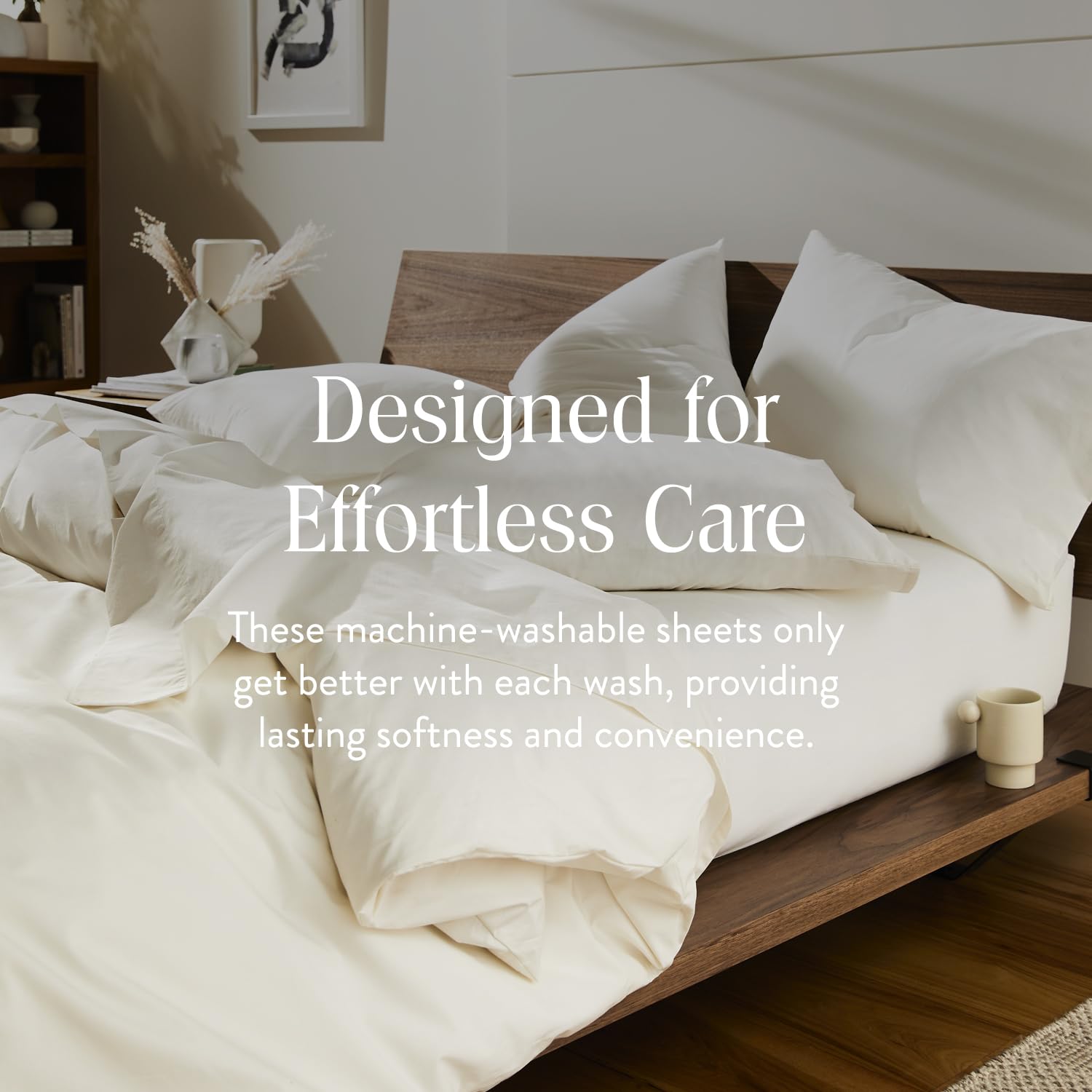 Brooklinen 100% Cotton Luxury Sateen 4-Piece Twin XL Sheet Set - Soft Cream Bedding with Fitted Sheet, Flat Sheet & 2 Pillowcases - Perfect for Guest Rooms, Dorms & Cozy Bedrooms