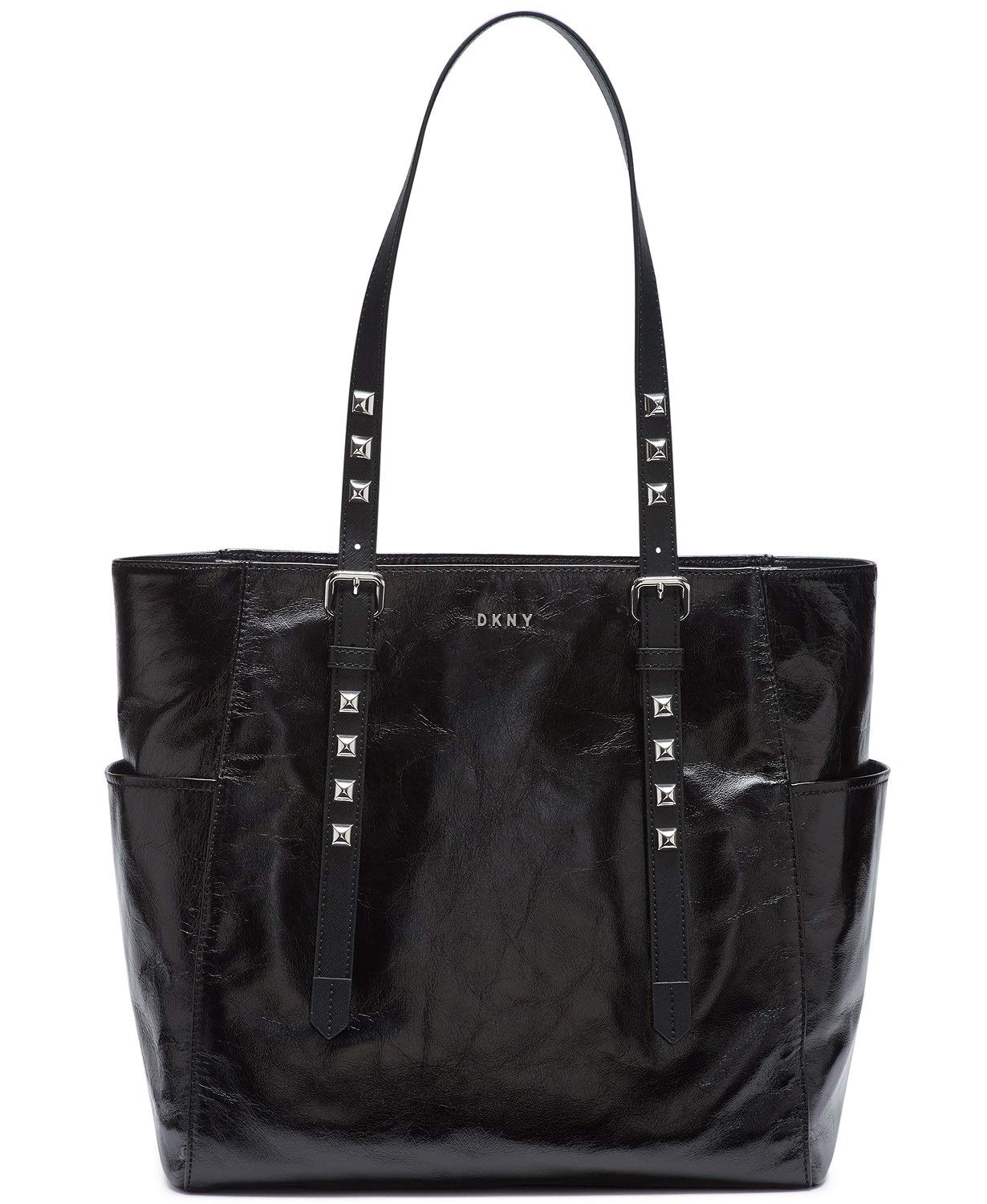 DKNY Naomi Black Leather Tote Bag for Women - Stylish & Spacious Handbag for Work, Travel & Everyday Use