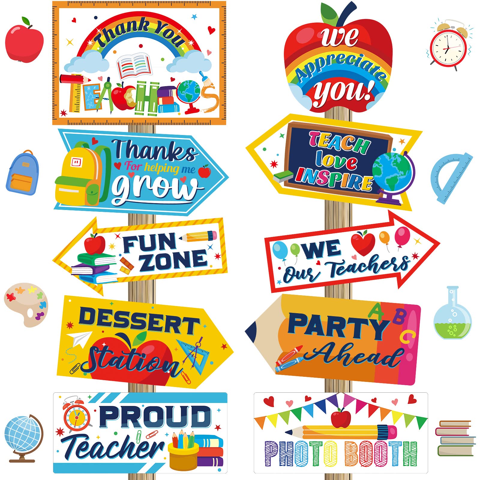 20 Pcs Teacher Appreciation Signs - Classroom Decor & Gifts for School Events