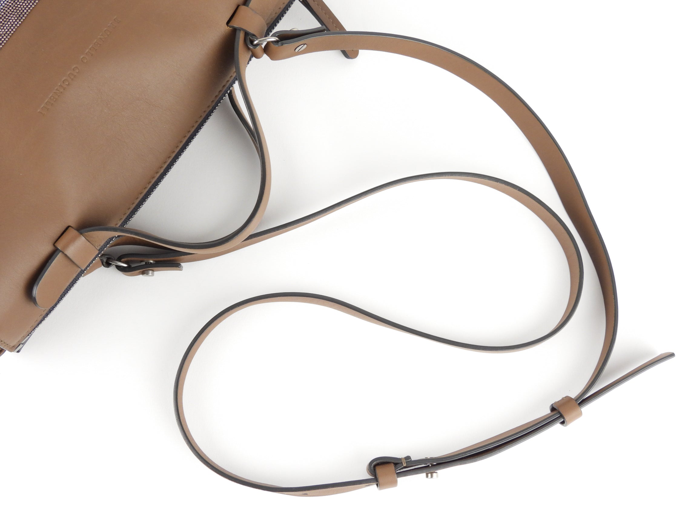 Brunello Cucinelli Brown Leather Monili Bead Two-Way Tote Bag for Women - Luxury Designer Handbag for Work, Travel & Everyday Use