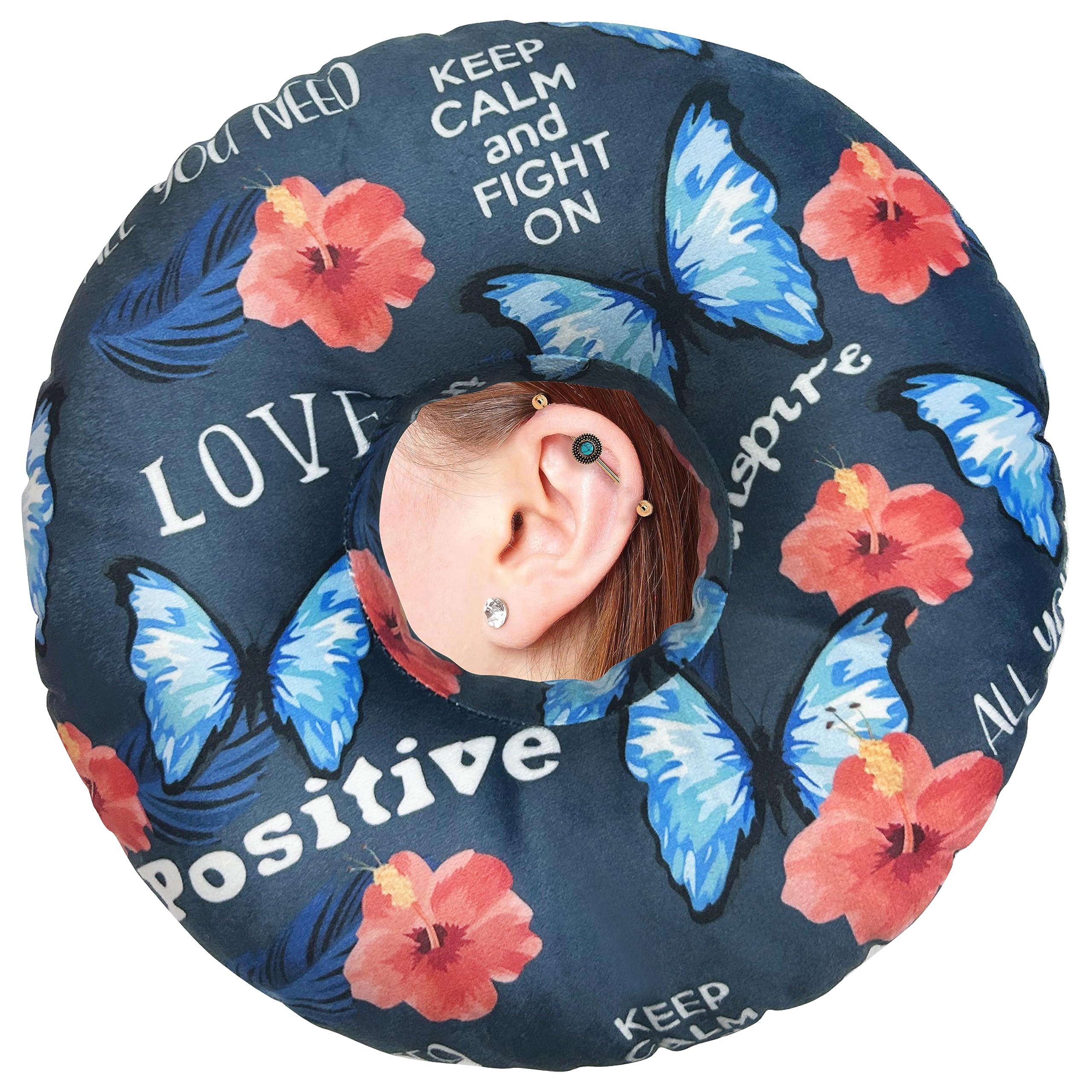 Ear Piercing Pillow for Side Sleepers - Donut Pillow with Hole for Ear Pain Relief & Pressure Sores - Comfortable Sleeping Pillow for Adults with Ear Protection - Perfect for Post-Ear Surgery, Tinnitus Relief & Side Sleeping Comfort