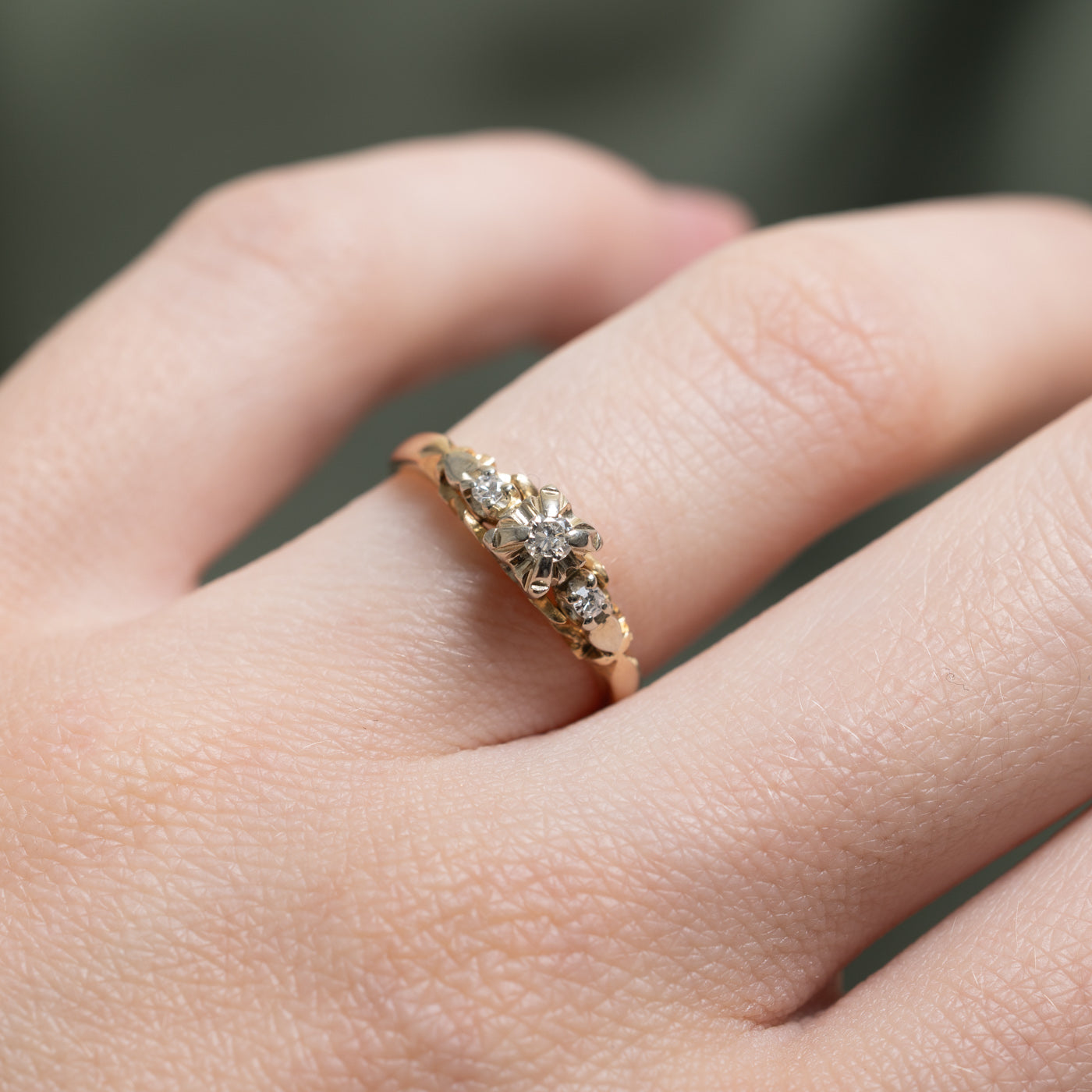 14K Two Tone Gold Illusion Set Diamond Ring - 0.09ct Round Cut Diamond Engagement Ring for Women, Size 6 | Perfect for Wedding, Anniversary & Proposal Gifts