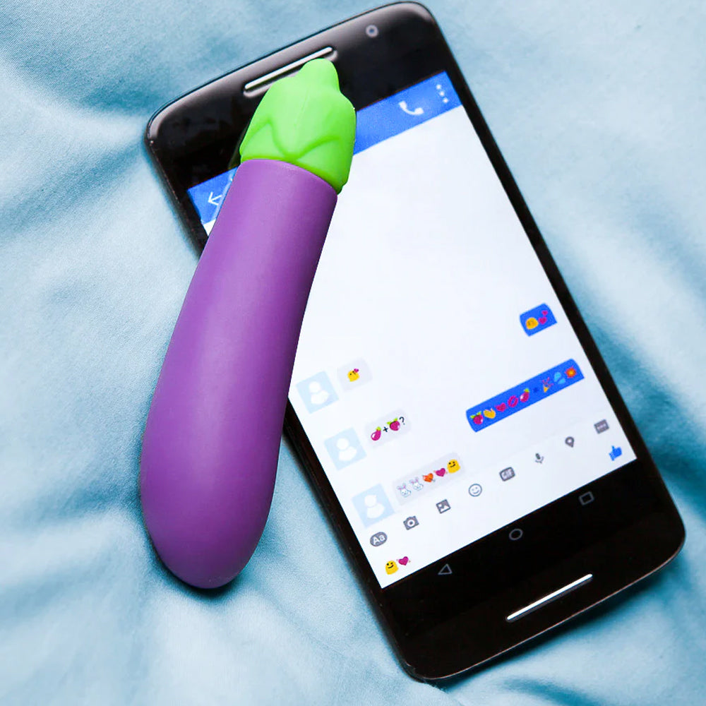 Emojibator Eggplant Emoji Mini Vibrator - Soft Silicone Personal Massager for Women, Discreet & Waterproof - Perfect for Travel, Couples Play & Solo Pleasure