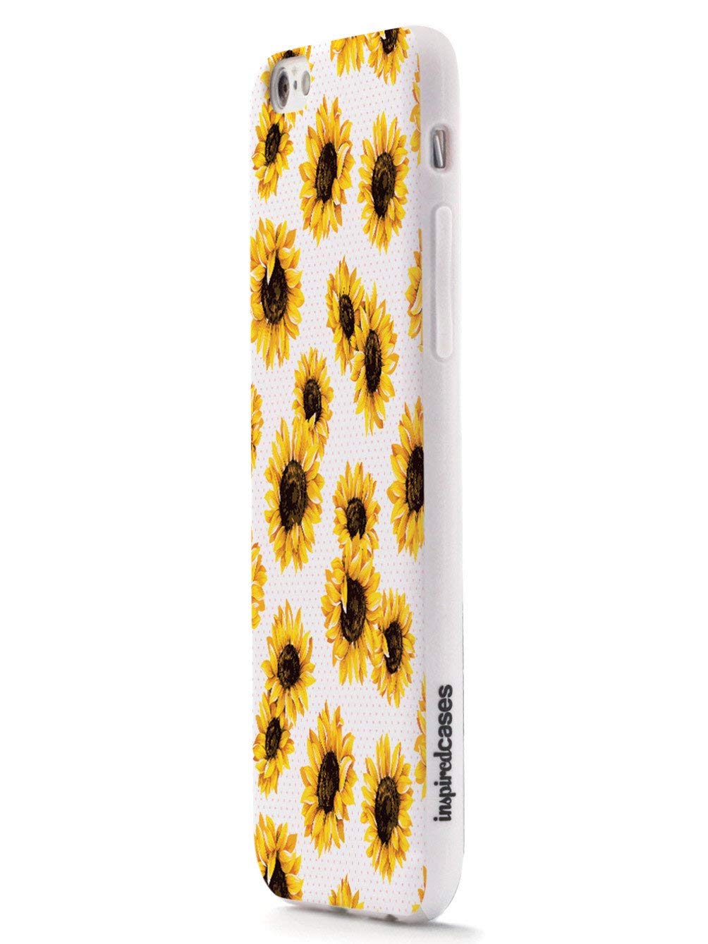 **Inspired Cases for iPhone 8 Plus - 3D Textured Protective Phone Cover with Sunflower Pattern (White) - Shockproof & Slim Design - Perfect for Daily Use, Travel & Outdoor Activities**
