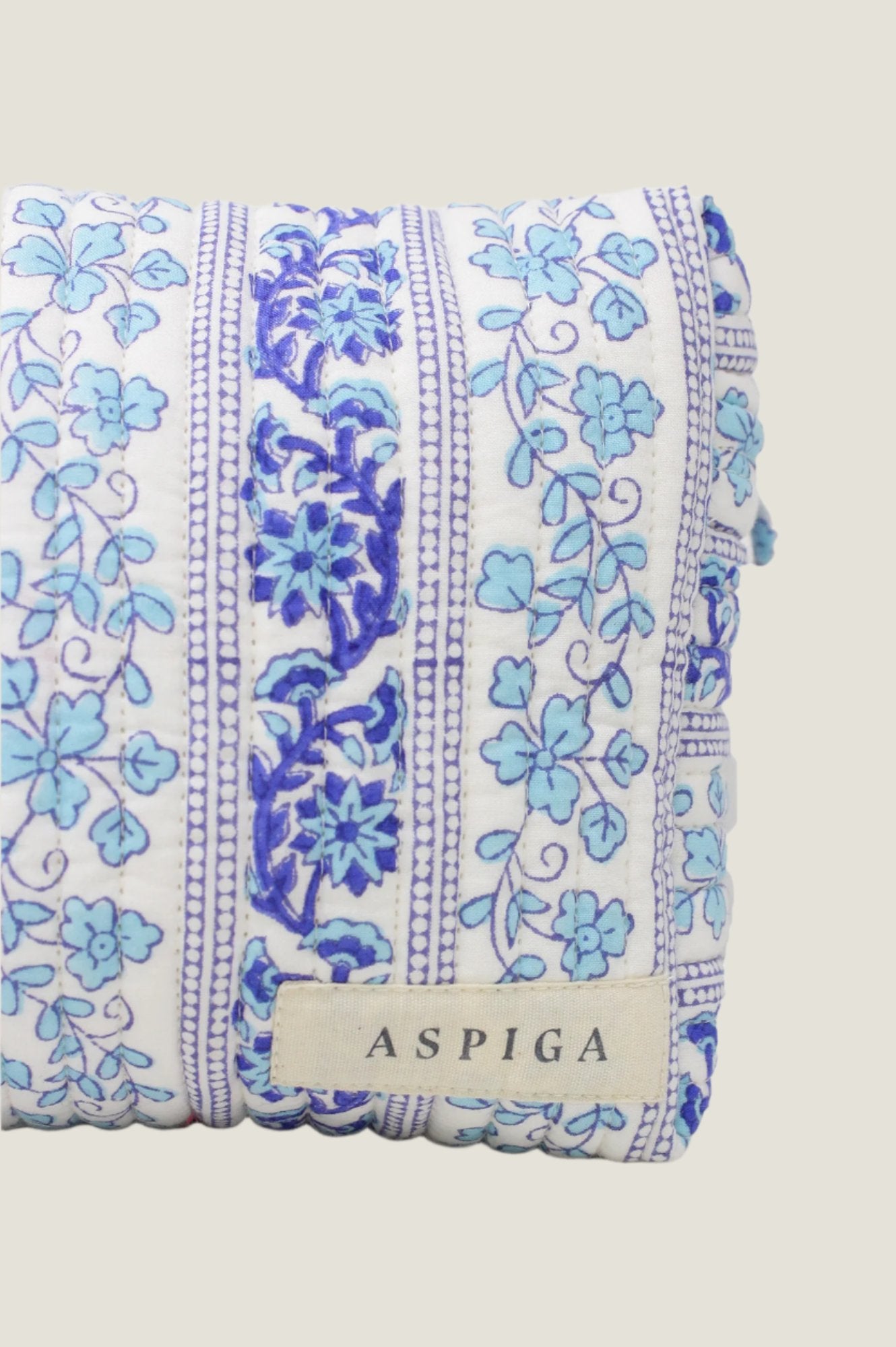 Large Waterproof Wash Bag with Linear Botanical Blue Print - Perfect for Travel, Gym & Toiletry Storage