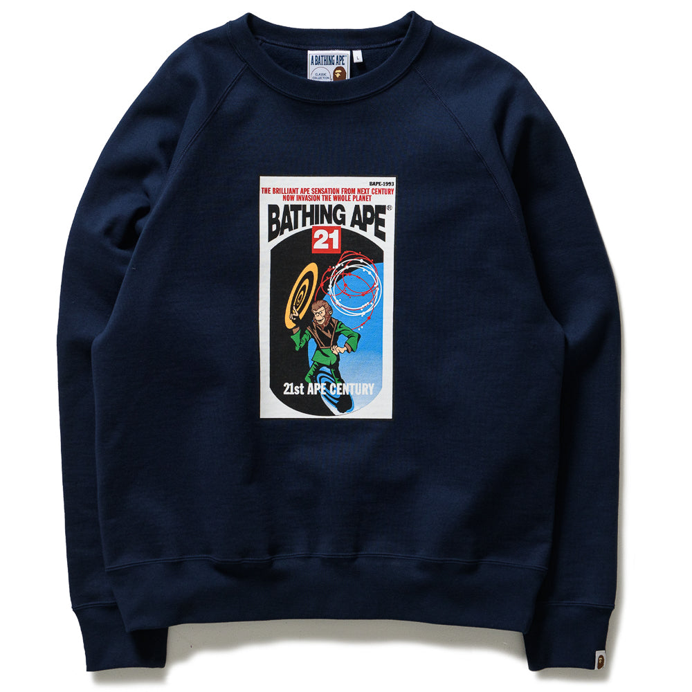 BAPE Navy Relaxed Fit Crewneck Sweatshirt - Men's Casual Streetwear for Everyday Wear & Urban Fashion