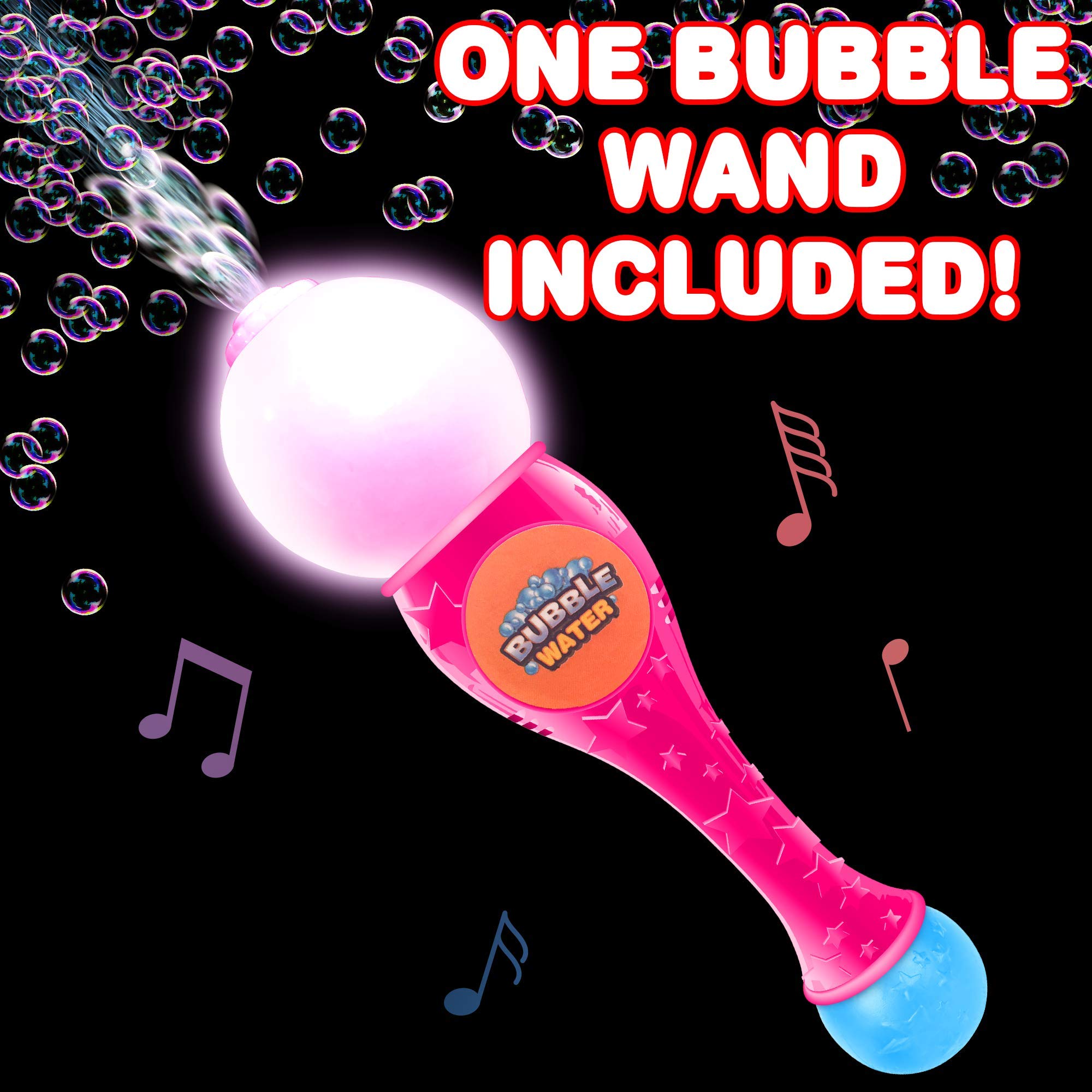 **ArtCreativity LED Light Up Bubble Wand - 13.5 Inch Illuminating Bubble Blower with Sound Effects for Kids, Includes Bubble Fluid & Batteries - Perfect for Birthday Parties, Outdoor Play & Summer Fun (Pink)**