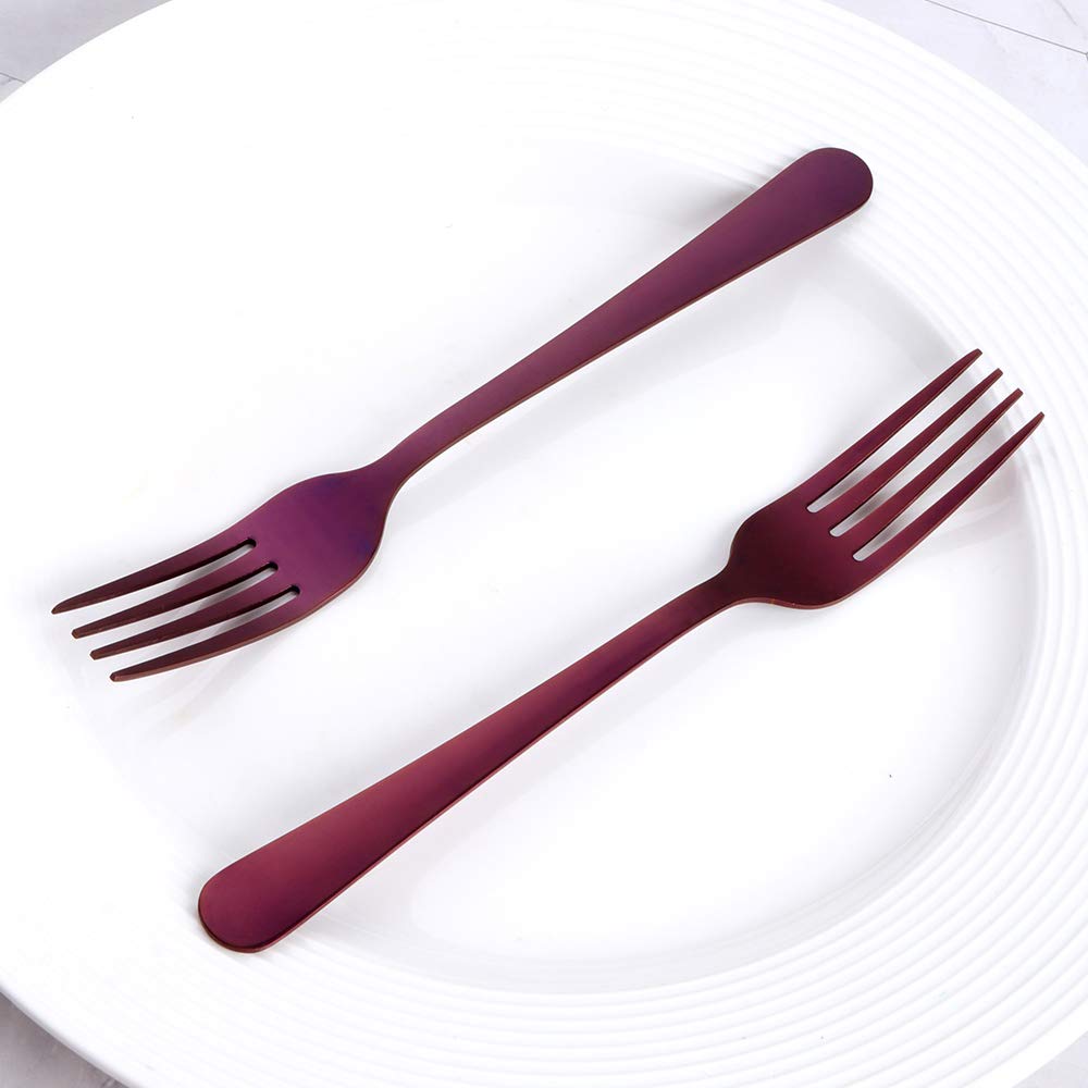 Premium 12-Piece Stainless Steel Dinner Forks Set - Elegant Purple Flatware for Family Dining, Restaurants, Weddings & Parties - Durable & Stylish Cutlery for Everyday Use & Special Occasions
