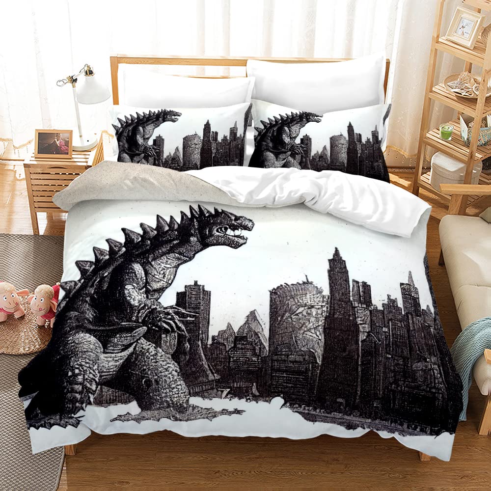 Dinosaur Duvet Cover Set for Boys - Queen Size 3D Bedding for Teens & Kids