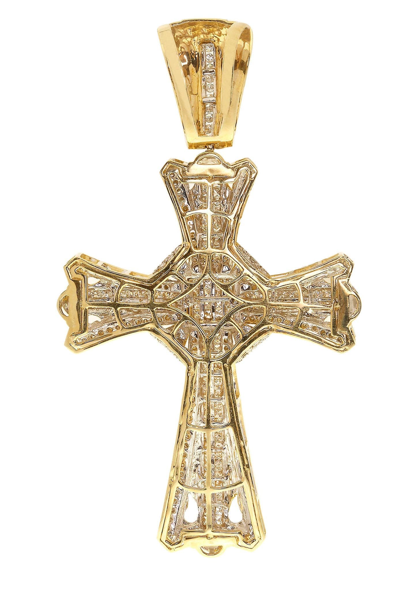 5.47 Carat Diamond Cross Pendant Necklace - 35.78 Grams Solid Gold Religious Jewelry for Women - Perfect for Baptism, First Communion & Special Occasions