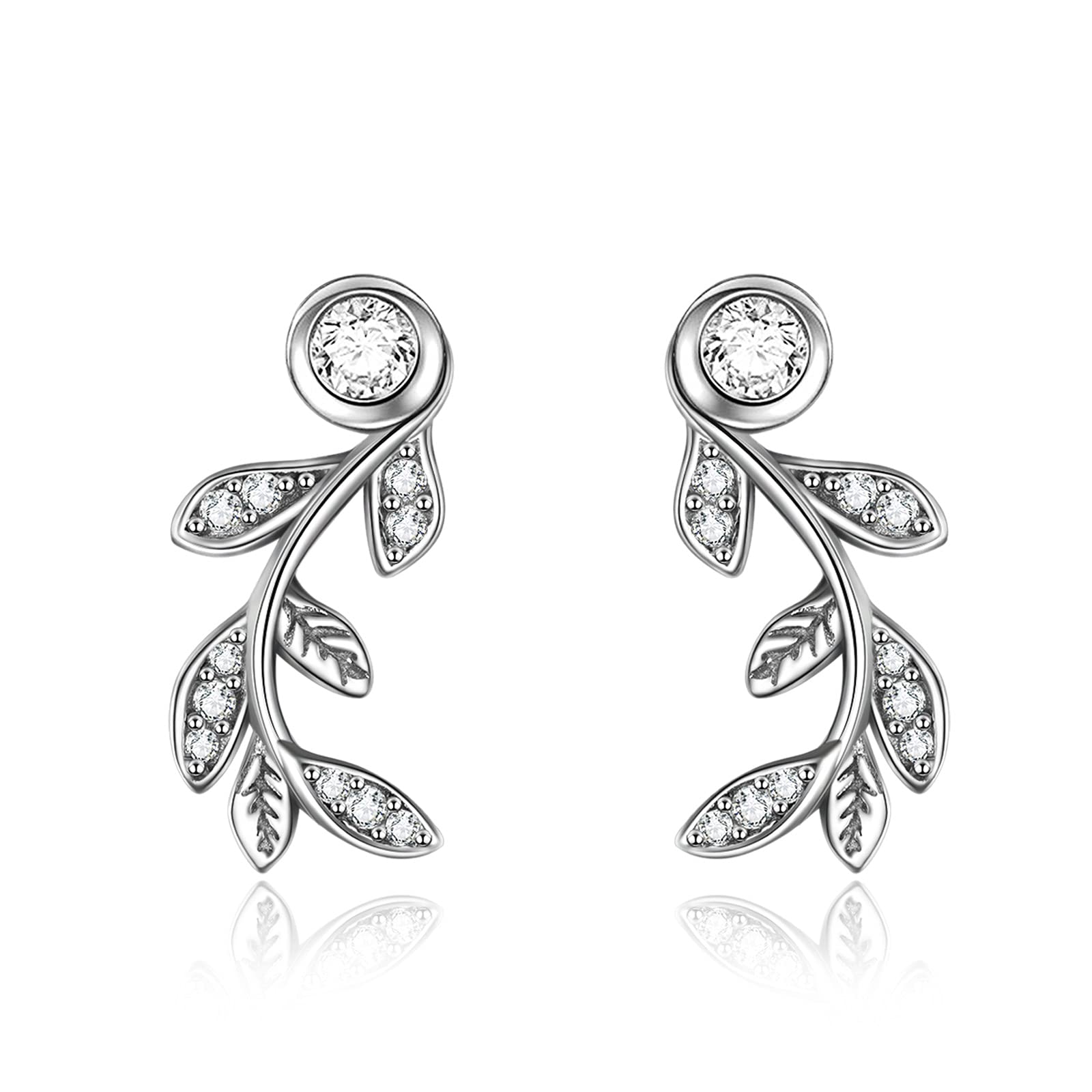 YFN Sterling Silver Leaf Stud Ear Crawler Earrings for Women & Girls – Perfect for Everyday Wear, Parties & Gifts