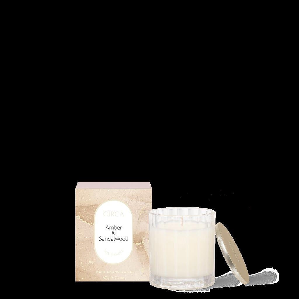 Circa Scented Soy Candle 350g - Amber & Sandalwood Aromatherapy Candle for Relaxation, Home Decor & Gift | Long-Lasting Fragrance for Bedroom, Bathroom & Living Room
