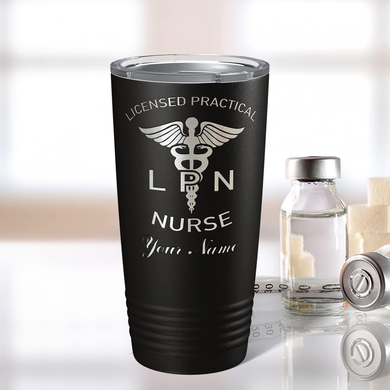 Personalized LPN Licensed Practical Nurse 20oz Stainless Steel Tumbler with Lid - Insulated Travel Mug for Coffee & Tea - Perfect Gift for Nurses, Medical Professionals & Students - Great for Hospitals, Clinics & Commutes