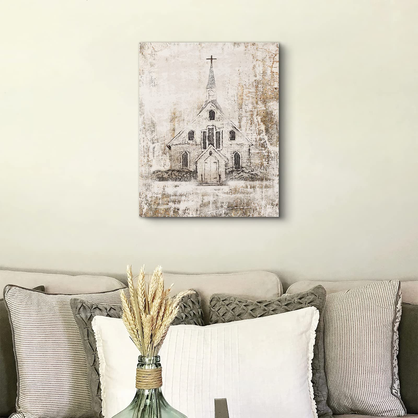 Religious Canvas Wall Art - Christian Church Painting for Home Decor, Framed 12x16 Inches - Perfect for Bedroom, Bathroom & Living Room Wall Decor