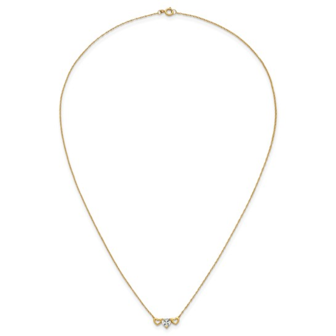 10K Gold CZ Triple Heart Pendant Necklace for Women - Elegant Valentine's Day Gift, Anniversary Jewelry for Her - Perfect for Date Nights, Weddings & Special Occasions