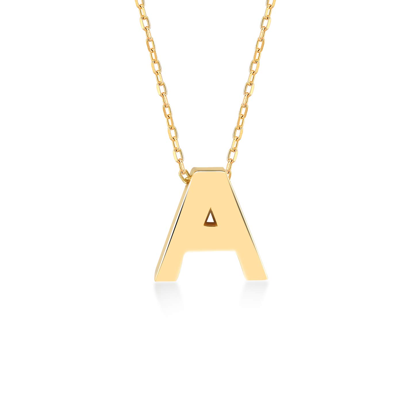 14K Solid Gold Initial Necklace for Women - Personalized Letter Pendant in Real 14K Yellow Gold | Dainty Alphabet Jewelry | Custom Name Necklace | Perfect Birthday Gift for Her, Anniversary Present | 18