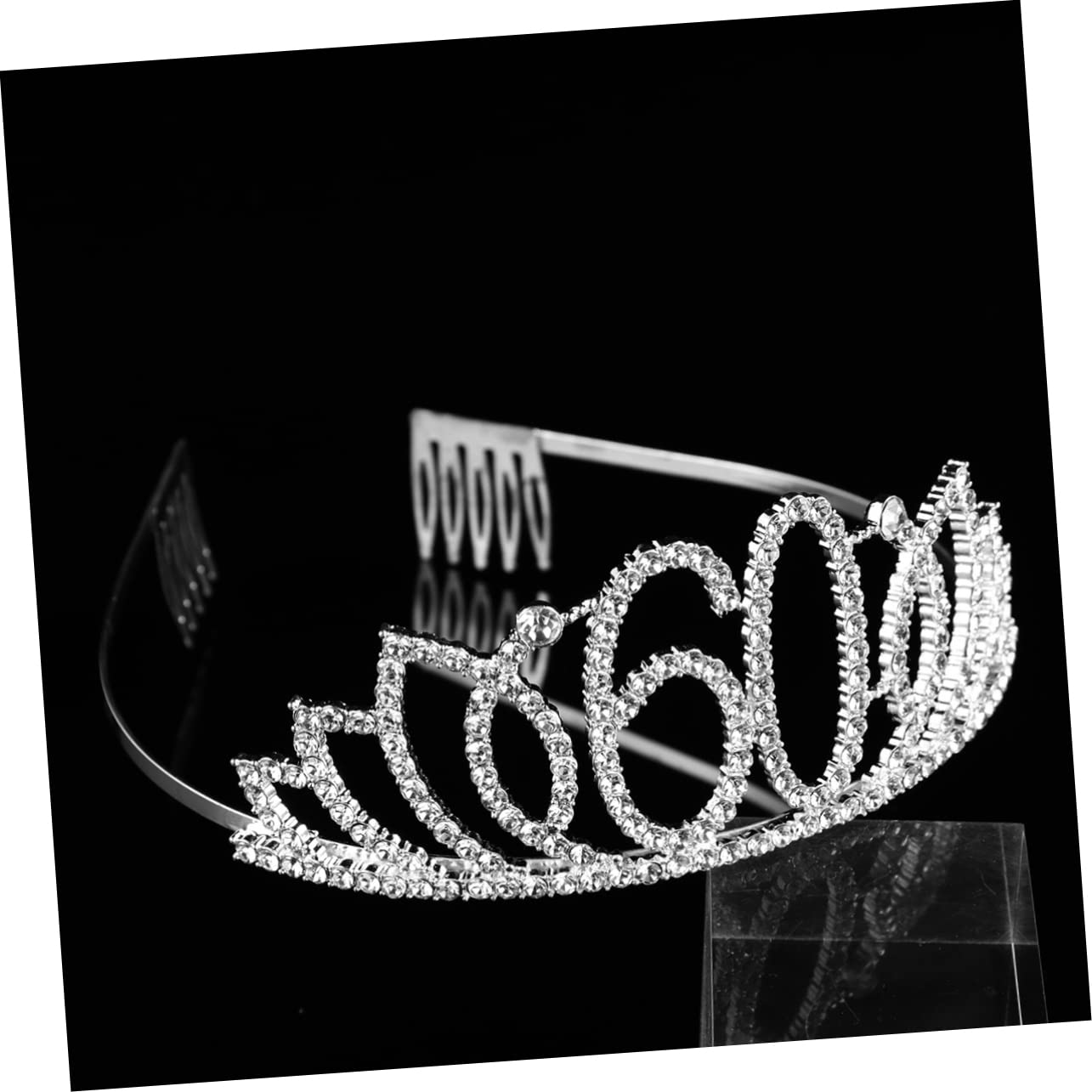 Amosfun 2-Piece Birthday Hair Accessories Set - Crystal Number Tiaras & Rhinestone Hair Combs for Women & Girls | Princess Headwear for Birthday Parties, Pageants & Special Occasions