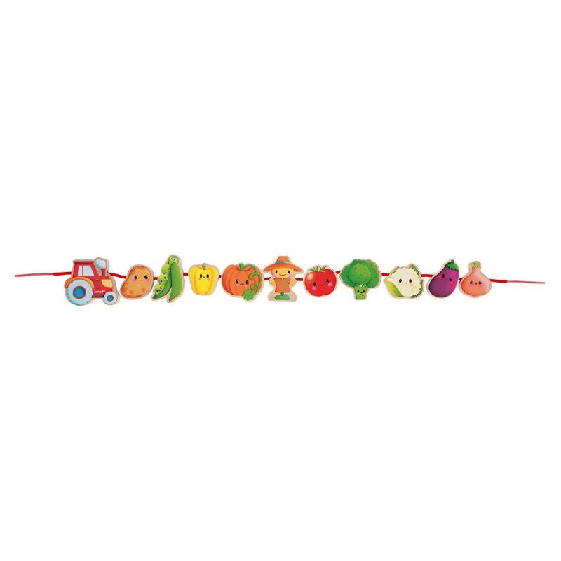 Vegetable Garden Threading Beads for Kids - Fine Motor Skills Toys, Montessori Educational Beads for Toddlers - Perfect for Preschool Learning & Garden-Themed Playtime
