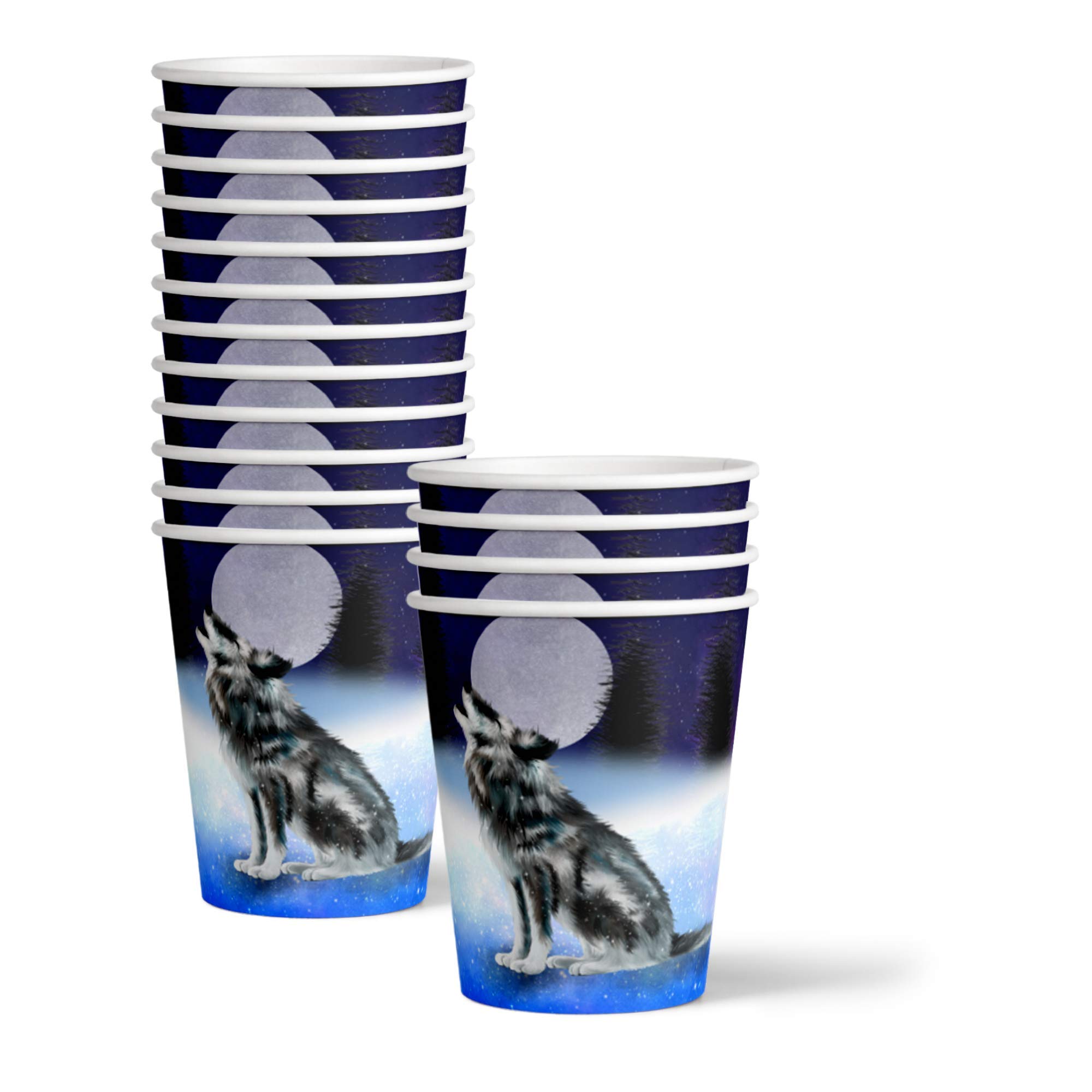 Wolf Themed Birthday Party Supplies Set - 16-Piece Tableware Kit with Plates, Napkins & Cups for Wild Animal Birthday Decorations (Perfect for Kids, Adults & Jungle Theme Parties)