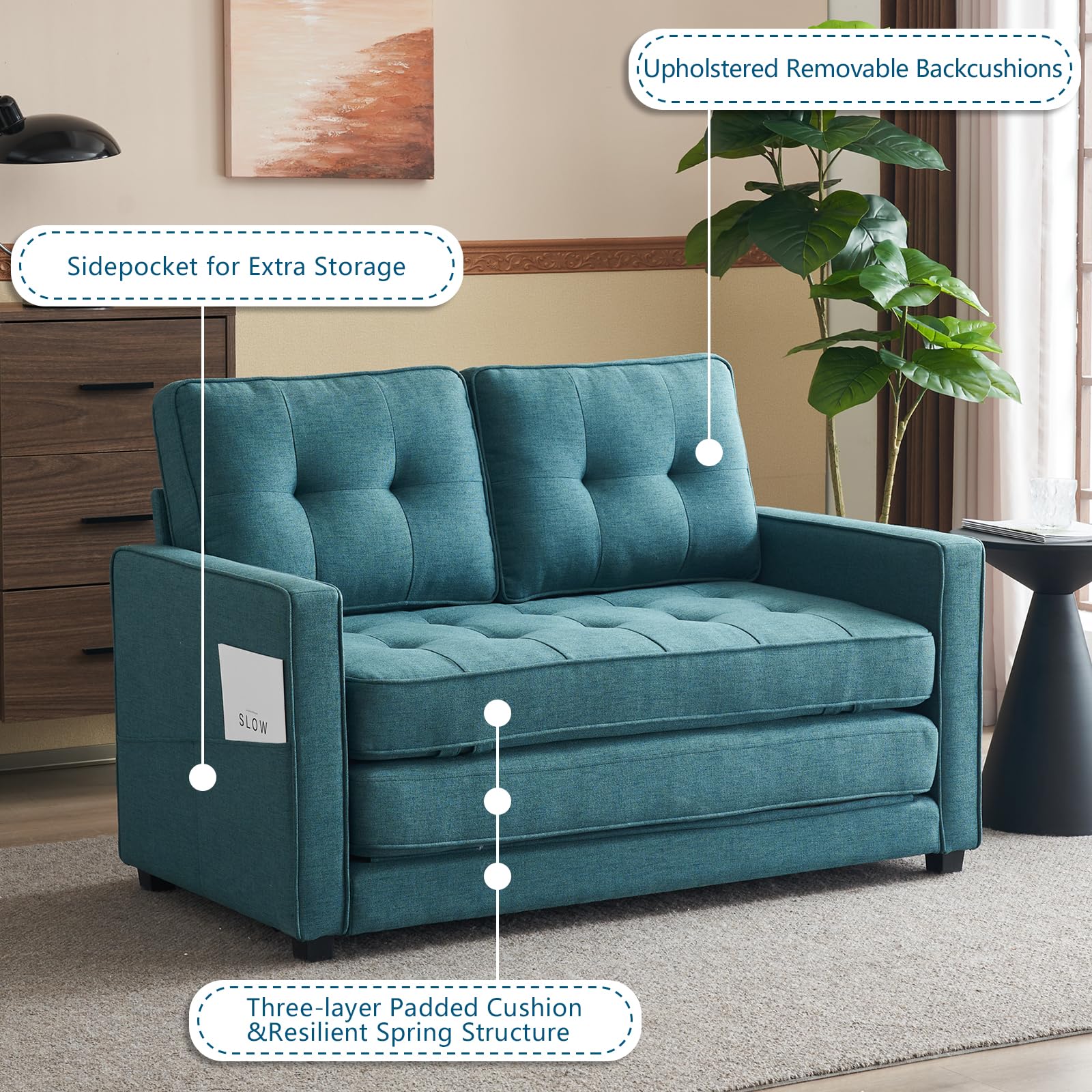 VINGLI Upgraded Convertible Sofa Bed - 53.5