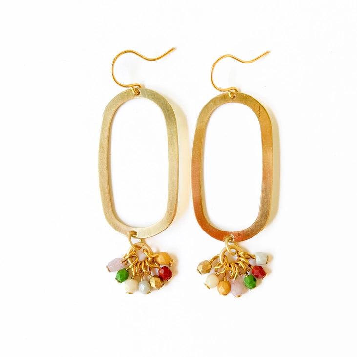 Stylish Long Light Oval Brass Earrings for Women - Elegant Dangle Hoop Earrings for Party, Wedding & Everyday Wear