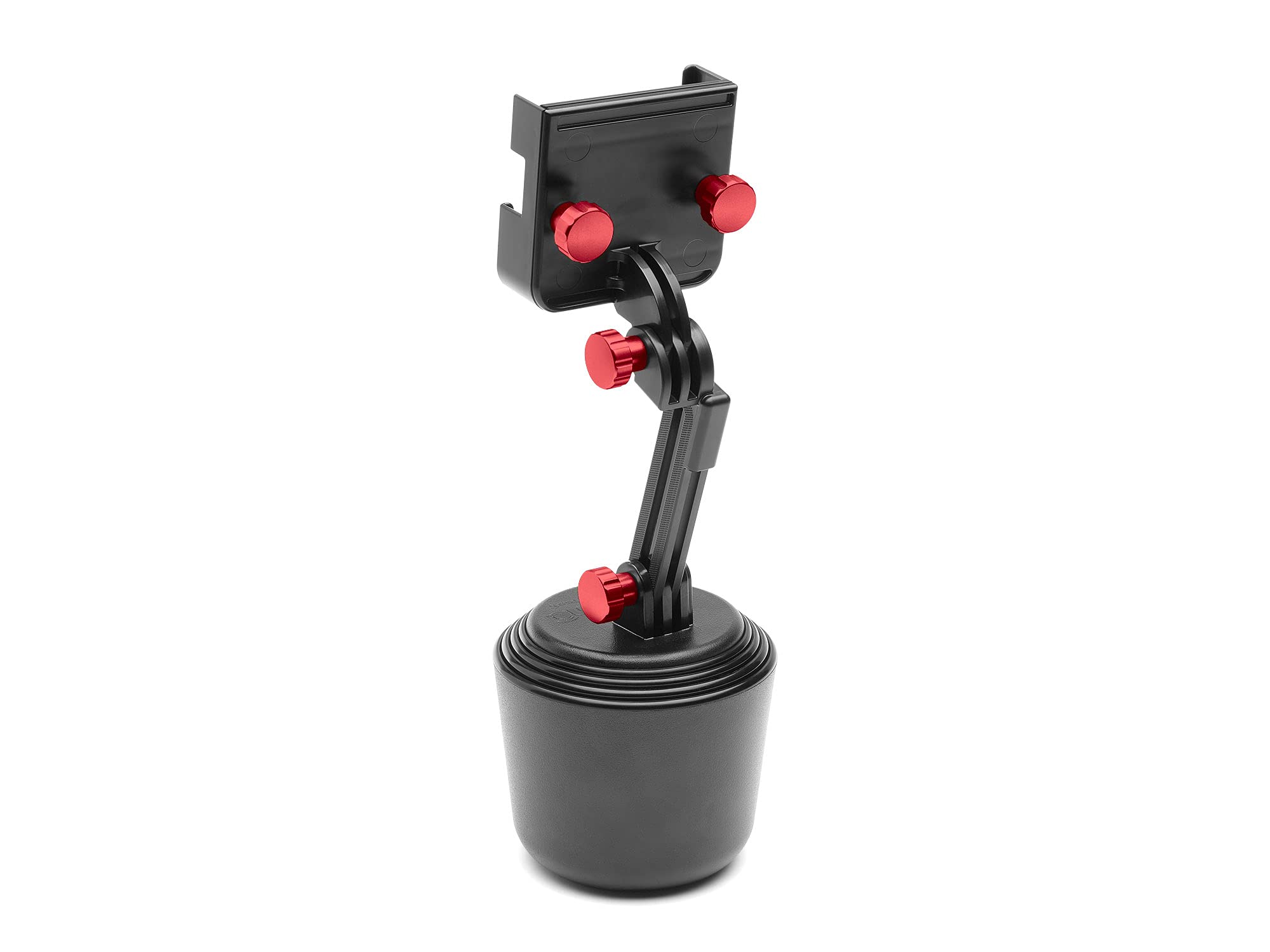 WeatherTech CupFone Two View with Extension - Universal Adjustable Cup Holder Phone Mount for Car & Truck | Compatible with iPhone & Android Smartphones | Perfect for Hands-Free Calling, GPS Navigation & Charging While Driving | Red Metal Knobs