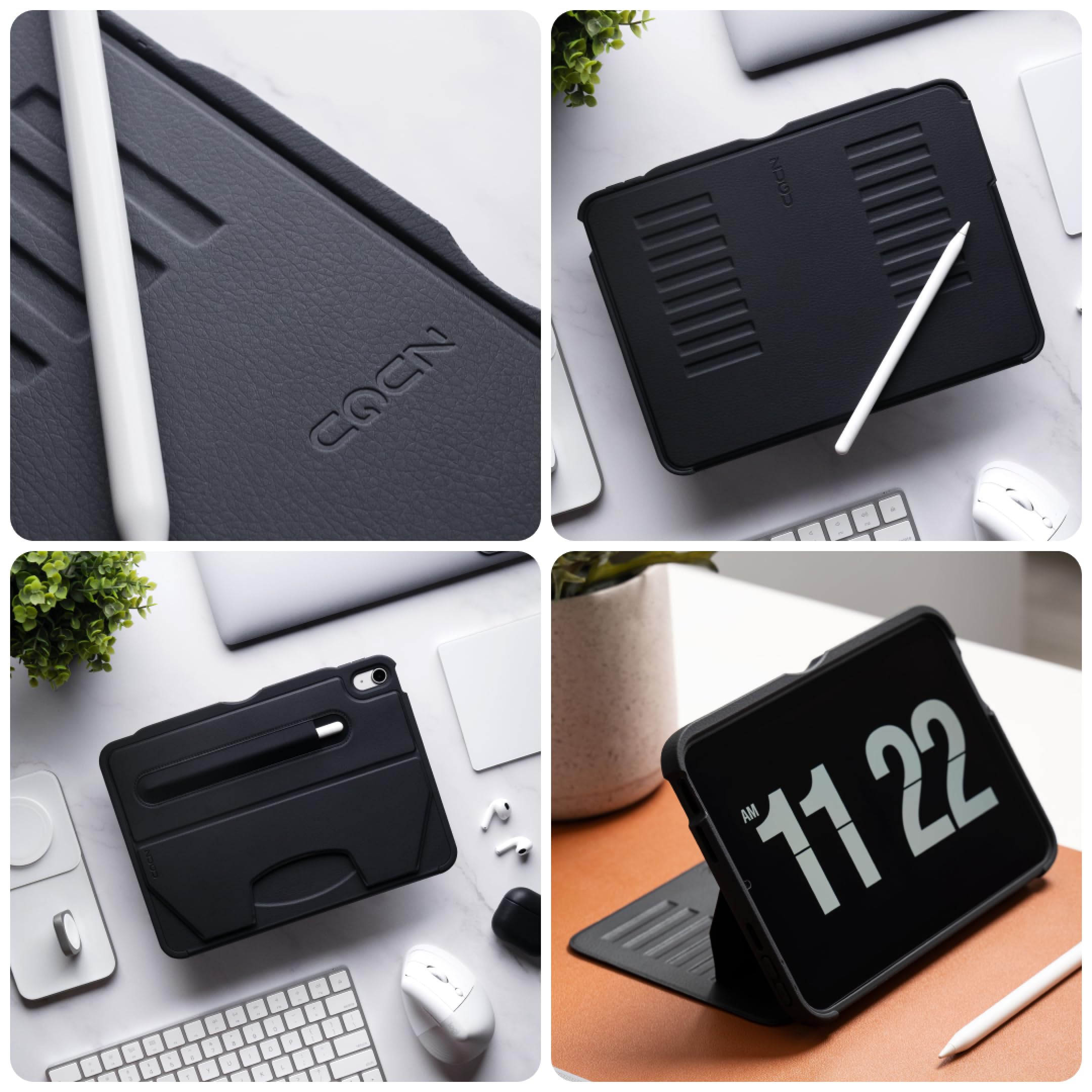 ZUGU Ultra Thin Protective Case for iPad Air 11 (M3 2025 / M2 2024) & iPad Air 4/5 10.9 Inch (2020/2022) - Magnetic Stand Cover with Apple Pencil Charging & Storage - Black | Perfect for Work, Travel & Home Use