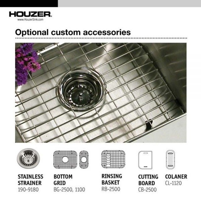 Houzer Legend Series 33-inch Stainless Steel Drop-in Topmount 80/20 Double Bowl Kitchen Sink with 4-Hole Faucet - Perfect for Modern Home Kitchens & Restaurant Prep Stations