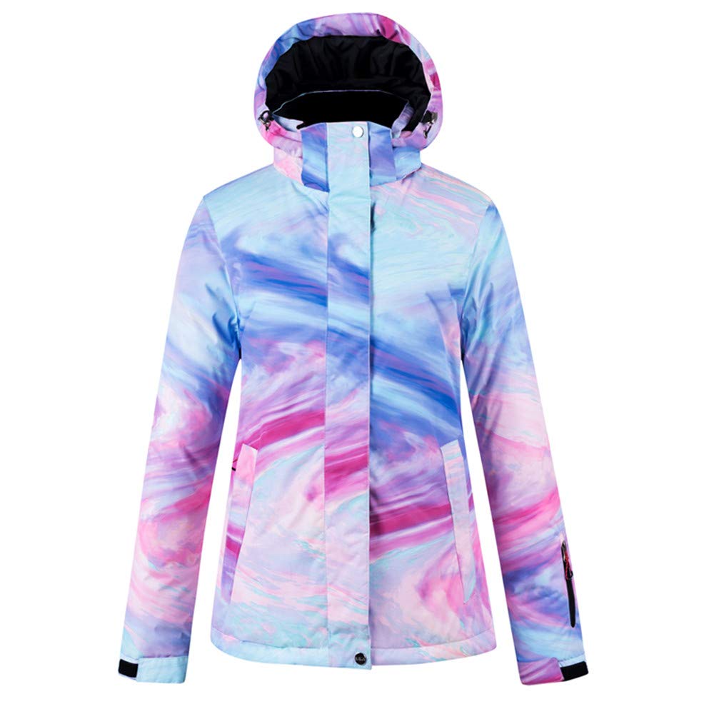 RIUIYELE Women's Waterproof Ski Bib Suit Set - Colorful Printed Snowboard Jacket & Pants for Winter Sports - Perfect for Skiing, Snowboarding & Outdoor Winter Activities