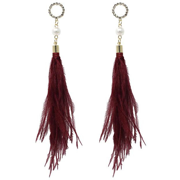 Exquisite Pearl Feather Earrings for Women - Elegant Dangle Drop Jewelry for Parties, Weddings & Special Occasions