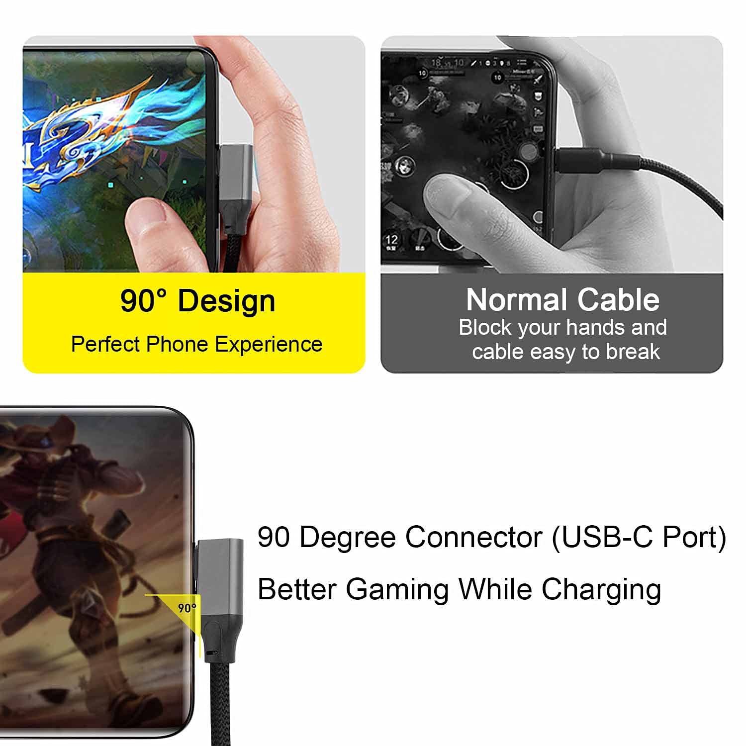 90 Degree Right Angle USB C Extension Cable (1.6ft/0.5M) - USB C Male to Female 4K Video 10Gbps Fast Charging - Type C Extender for MacBook Pro, iPad Pro/Air, DJI Osmo Pocket, Laptop Docking Stations & USB Hubs - Perfect for Home Office, Gaming Setup & Mobile Device Charging