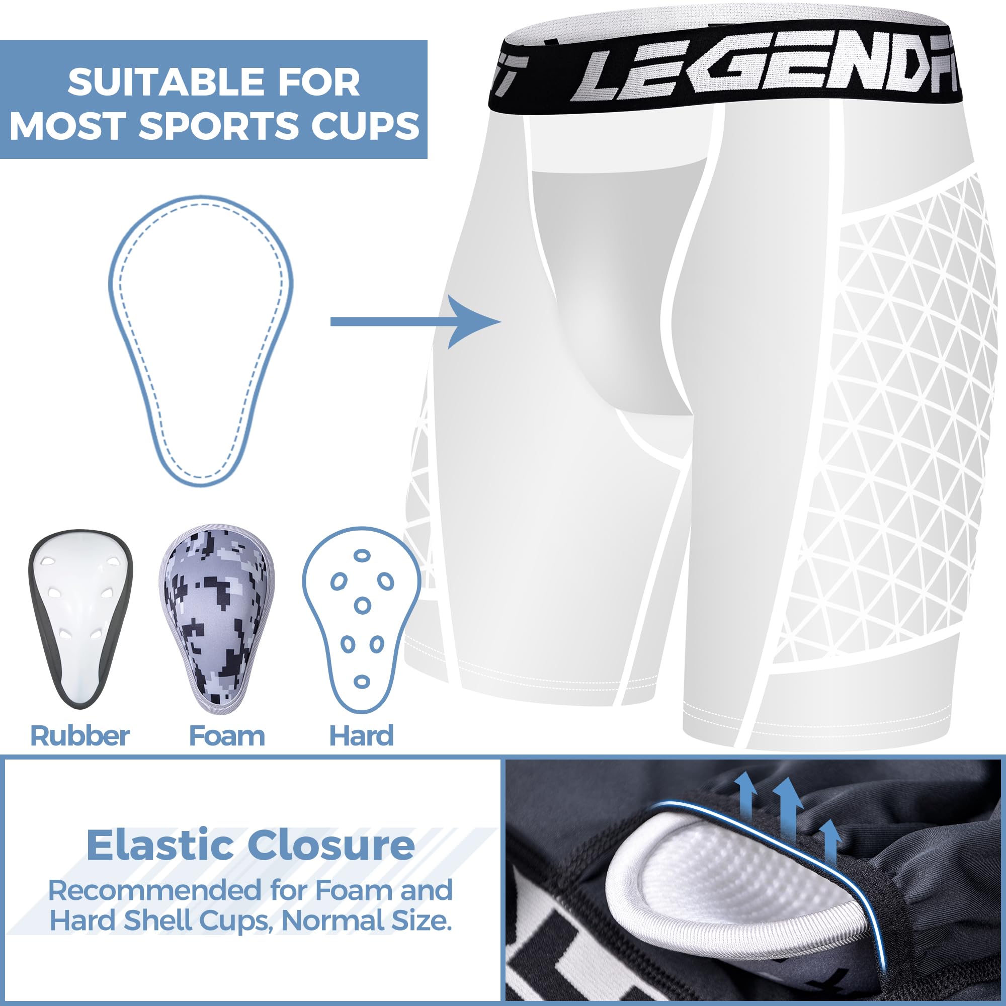 Youth Boys Baseball Padded Sliding Shorts with Protective Cup - Athletic Compression Underwear for Baseball, Football & Lacrosse - Ideal for Training, Games & Sports Protection