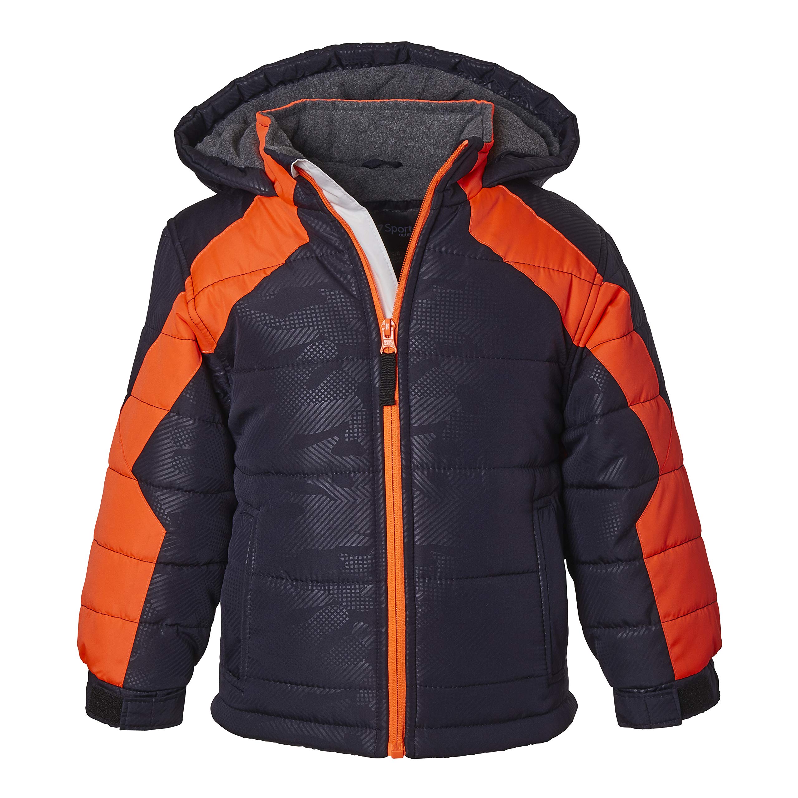 Sportoli Boys' Fleece Lined Hooded Colorblock Winter Puffer Bubble Jacket Coat - Warm Kids' Outerwear for Snow Play, School & Outdoor Activities