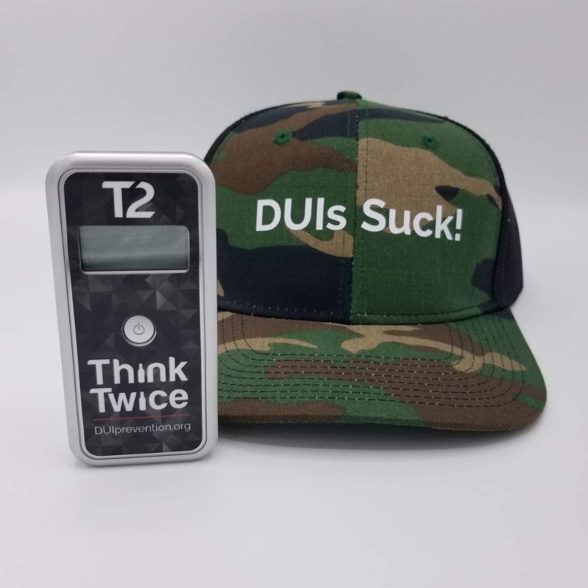 AlcoMate Premium AL7000 Professional Digital Breathalyzer - Accurate BAC Tester with No Calibration Needed - Includes Free DUIs Suck! Camo/Black Trucker Hat - Perfect for Personal Safety, Workplace Testing, and Responsible Drinking