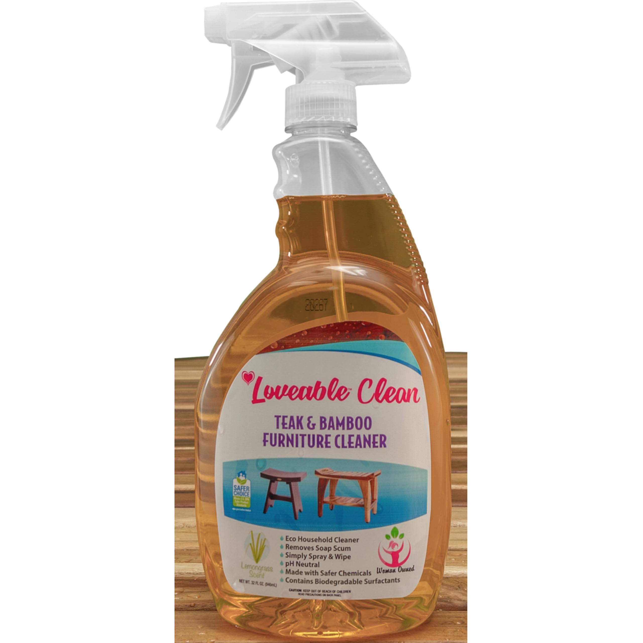EcoDecors Teak Cleaner & Wood Restorer – EPA Safer Choice Certified, 32 oz – Safe for Hardwood, Bamboo & Outdoor Furniture – Perfect for Patio Sets, Decks & Indoor Wood Furniture Maintenance
