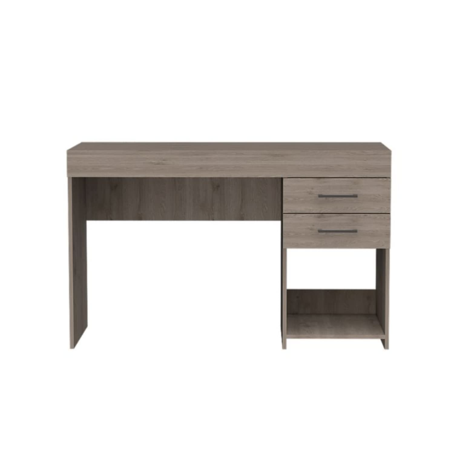 Modern Maui 2-Drawer Computer Desk with Lower Shelf - Light Gray Home Office Furniture for Small Spaces | Perfect for Work from Home, Study & Gaming Setup
