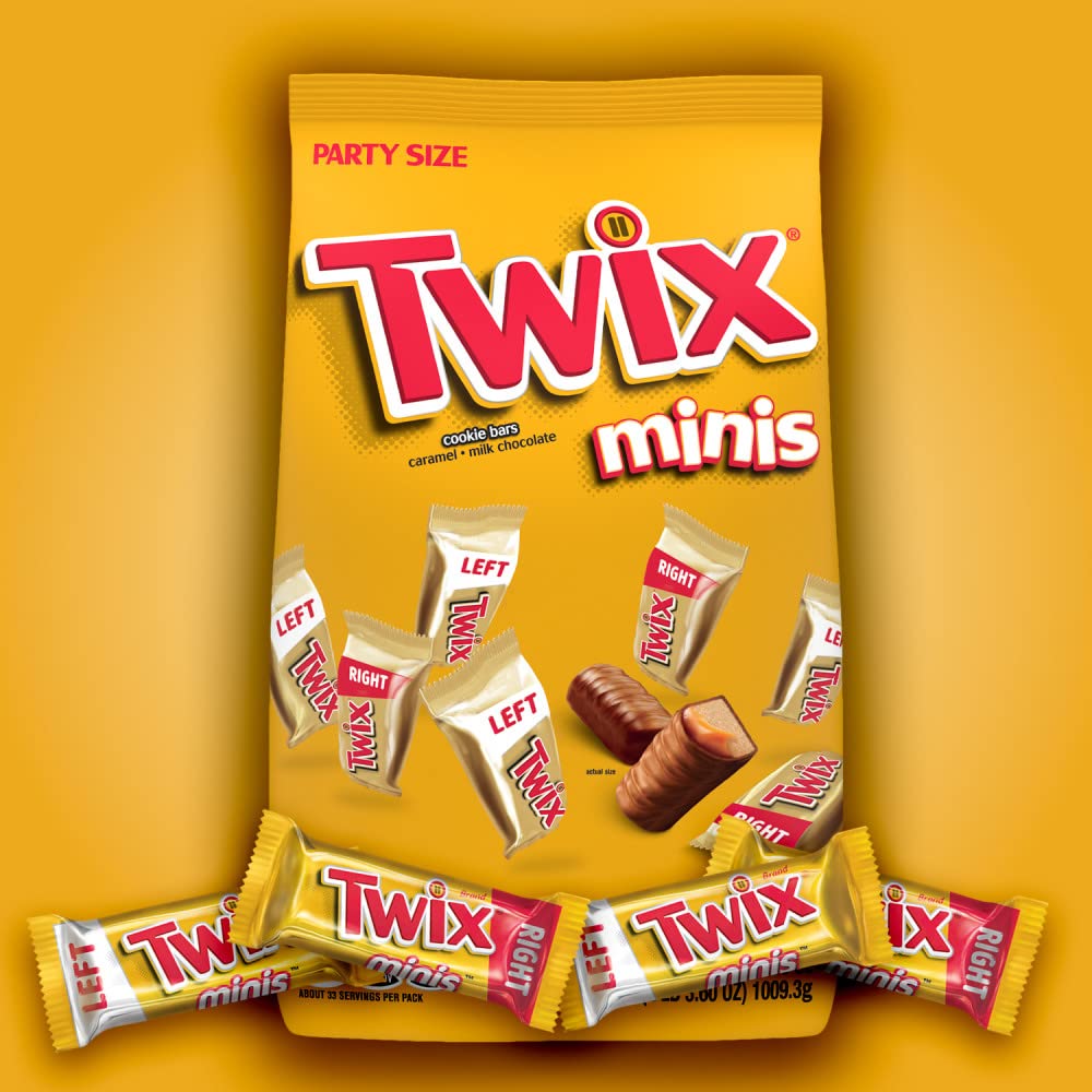 TWIX Chocolate Candy Bars Minis - 35.6 oz Bag (95 Pieces) | Caramel & Cookie Chocolate Bites | Perfect for Halloween, Party Favors & Office Snacks