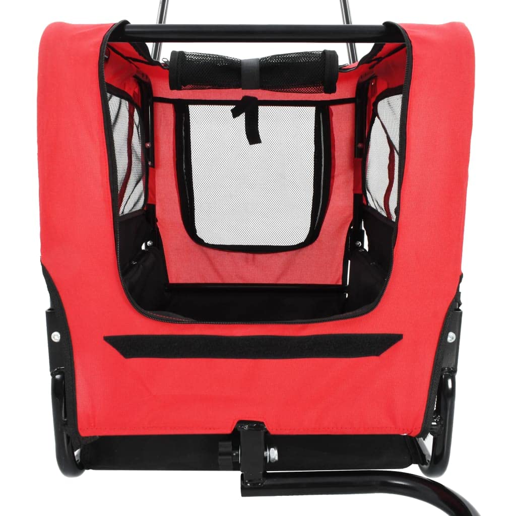 **vidaXL 2-in-1 Pet Bike Trailer & Jogging Stroller – Quick Convertible Design, Durable Steel Frame, Water-Resistant Oxford Fabric, Breathable Mesh Windows – Red & Black – Perfect for Cycling, Running & Outdoor Adventures with Your Pet**