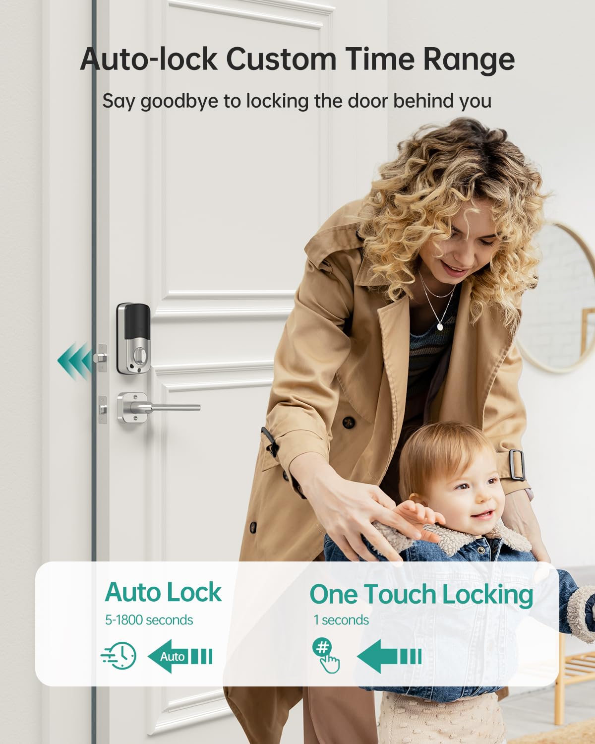 Smart WiFi Fingerprint Keyless Entry Door Lock with Keypad & Bluetooth - Digital Electronic Deadbolt Handle Set with Auto Lock, App & Alexa Remote Control - Perfect for Home Security & Smart Home Automation (Silver)