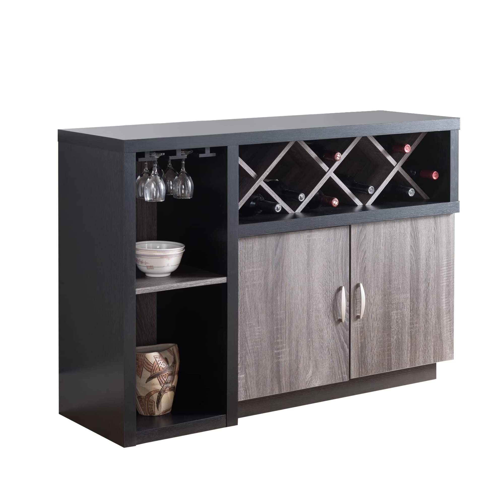 PayLessHere Grey Wine Bar Cabinet - Multifunctional Liquor Storage & Wine Rack for Kitchen, Dining Room, Home Bar - Perfect for Entertaining & Organizing Your Wine Collection