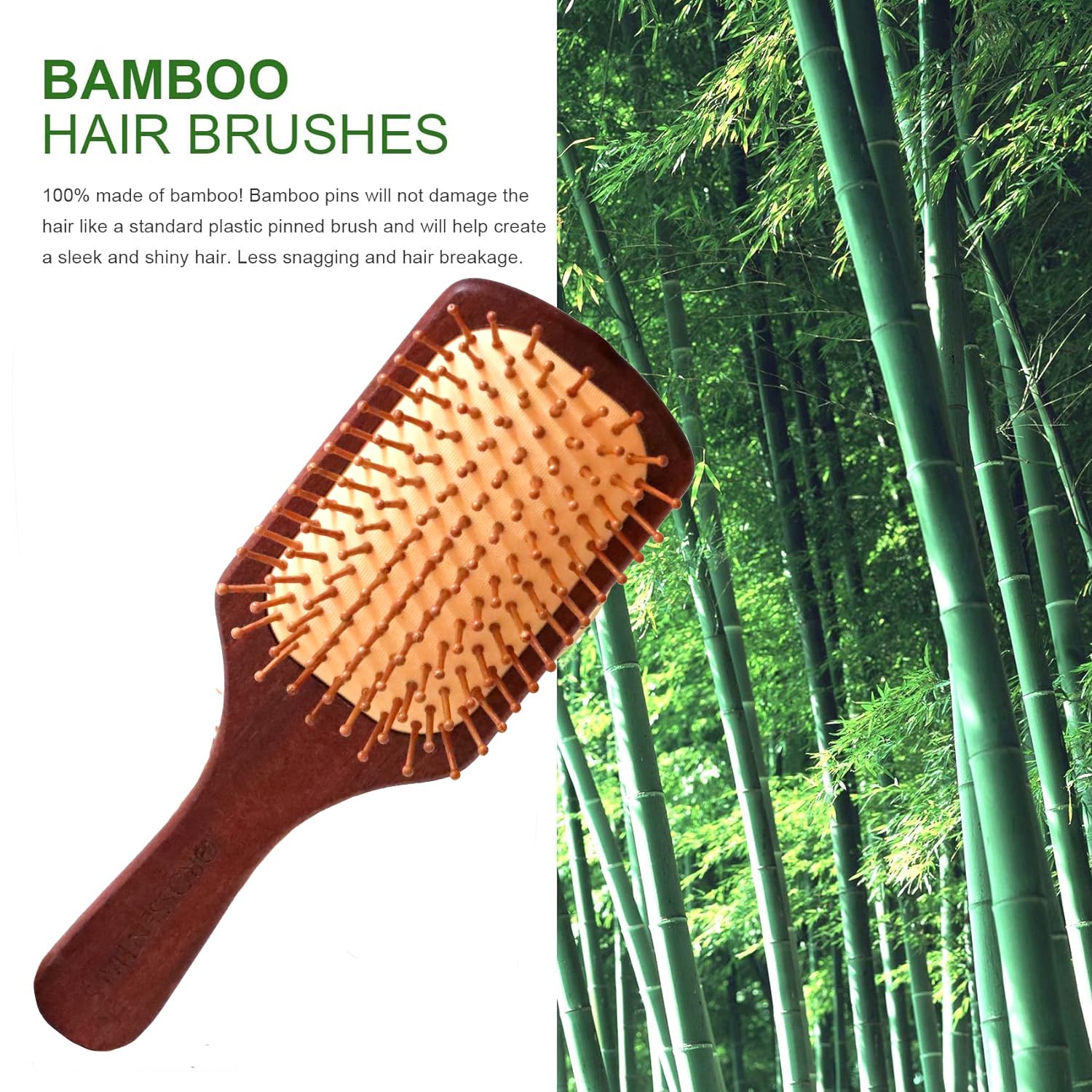 Premium Wooden Hair Brush for Women & Men - Boar Bristle Paddle Brush for Hair Growth & Styling