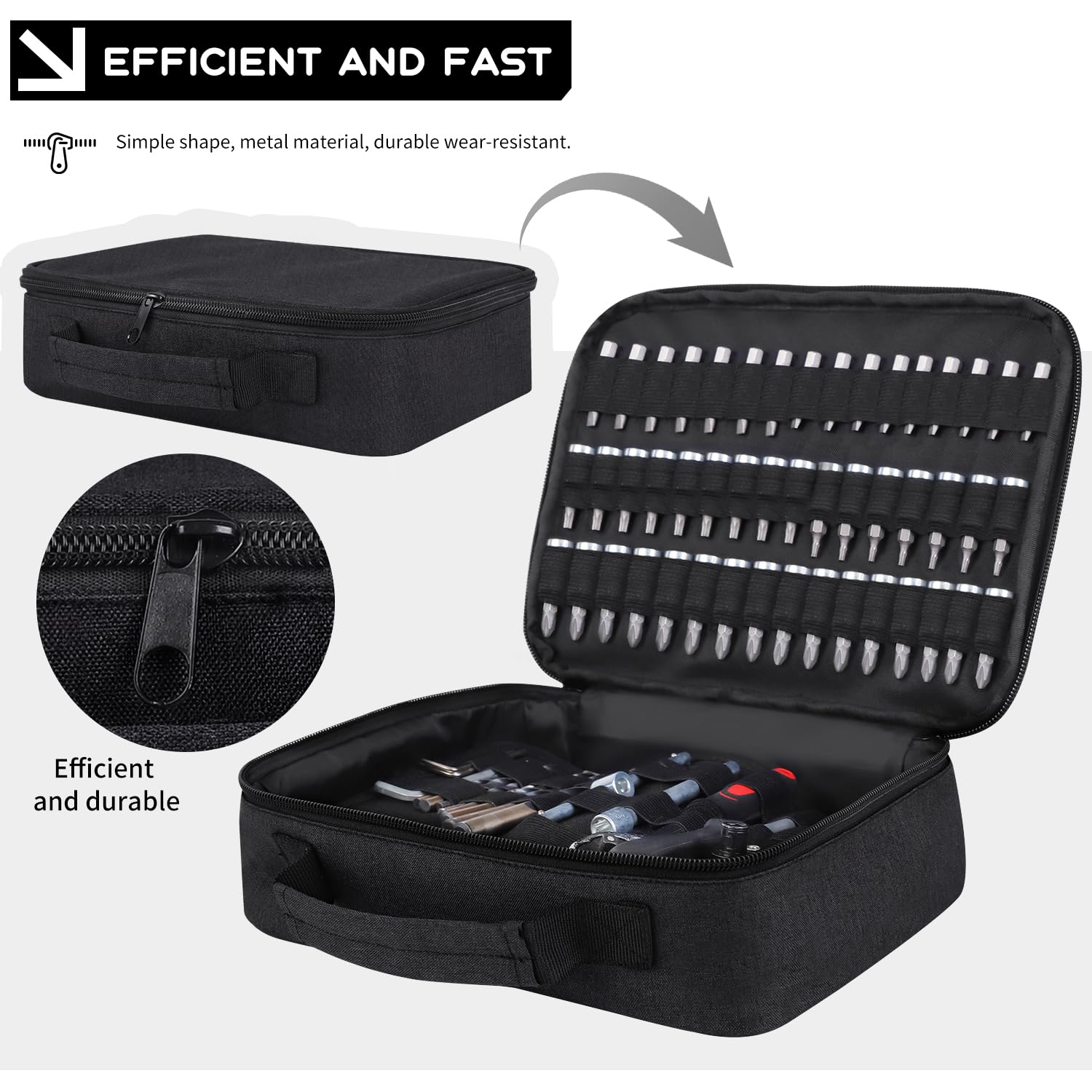 138-Hole Portable Socket & Drill Bit Organizer Holder - Fits 1/4